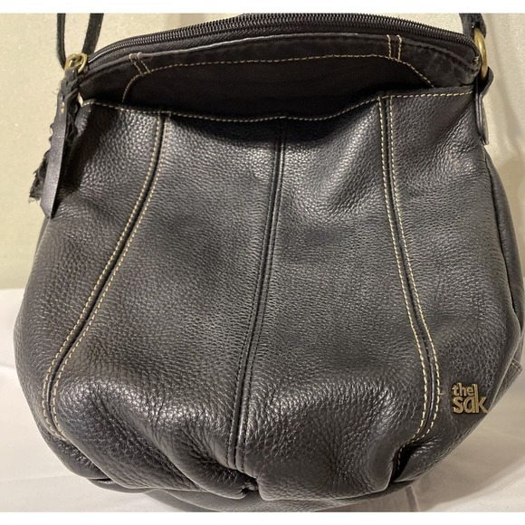 The Sak Deena Leather Fold Over Black Purse, Handbag, Crossbody, Soft, Zip - Picture 3 of 7